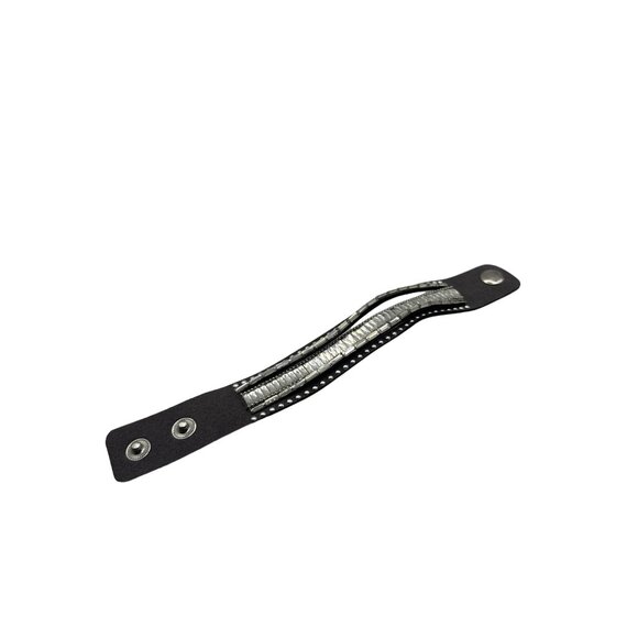 Rollin in Rhinestones Snap Cuff Bracelet in Gray 7.5 - 8 inch Adjustable - Picture 4 of 5